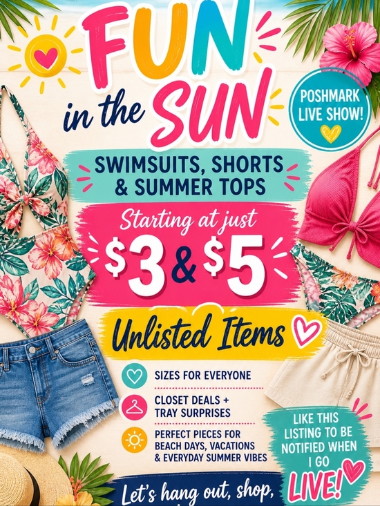 Other - 🌞👙 FUN IN THE SUN POSHMARK LIVE SHOW 👗🌴 Starting at just $3 & $5